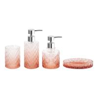 Les accessoires de salle de bains en verre orange de luxe ont une forme ronde avec un motif diamanté
