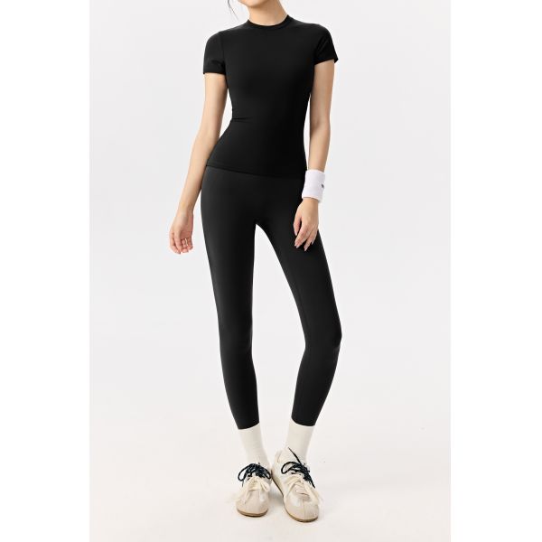 Women's Slim Fit Short Sleeve Workout T Shirt Breathable Quick Dry Athletic Top for Yoga Fitness in White