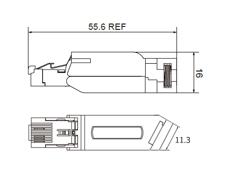 Fast Connect RJ45 Connector Plug 145 Metal Housing 4Pin 100MBit/S