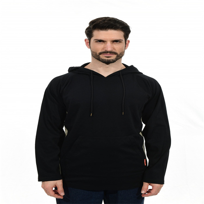 Hoodie do velo de 10oz CAT2 franco para a chama do preto do inverno dos homens - camiseta retardadora