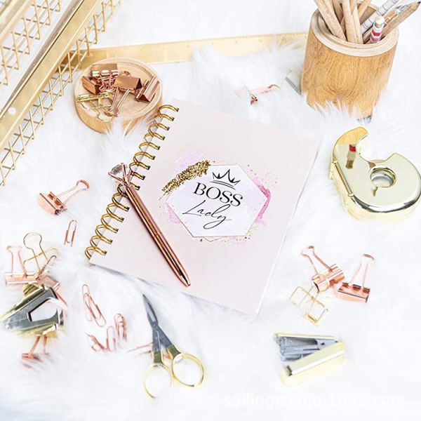 Rose Gold Foil Notebook And Pen Gift Set For Girl Custom Luxury Office Stationery Set