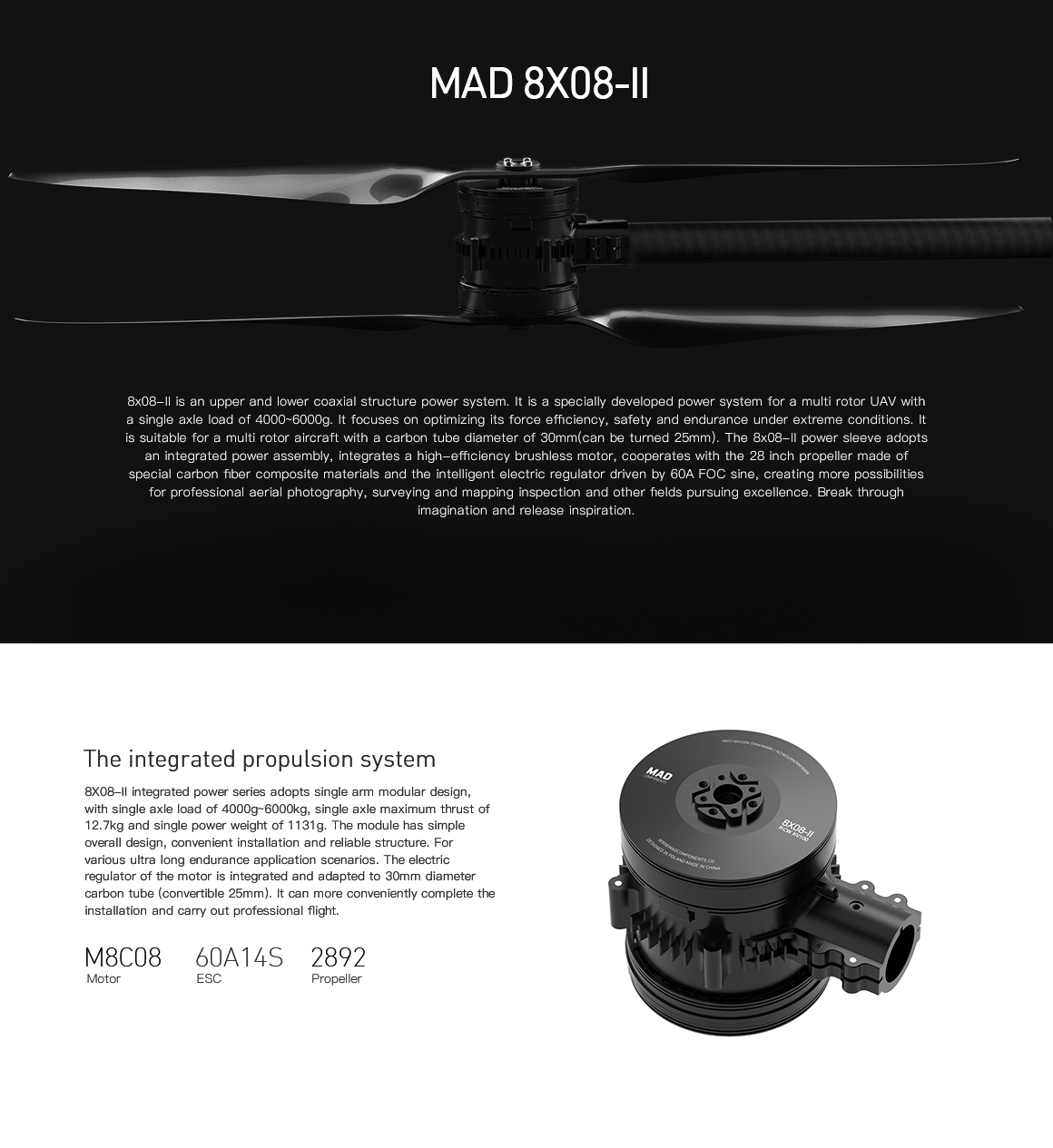 8X08-II 100KV M8 беспилотный двигатель без щетки