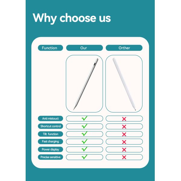 Silver 14cm Stylus Pen For IPad 15 H Working Time 15g Weight