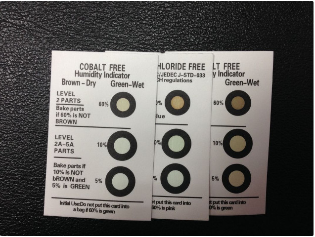 Cobalt Free Three Dots  Humidity Indicator Card Brown To Green For Electronics