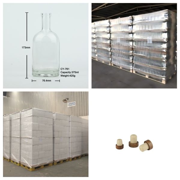 Flint 375ml Liquor Bottle Cork Top Glass Bottle For Gin 420g CY-761
