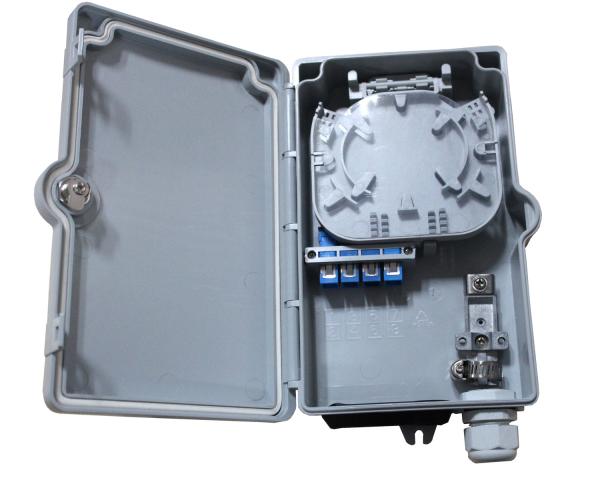 SC SX 4 Port Fiber Optic Termination Box IP54 Splicing Plastic Grey ISO9001