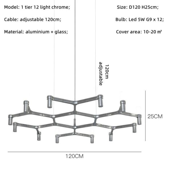 Crown Major Pendant lamp Nordic Tube chrome chandelier  Crown Plana Mega Pendant（WH-AP-637）