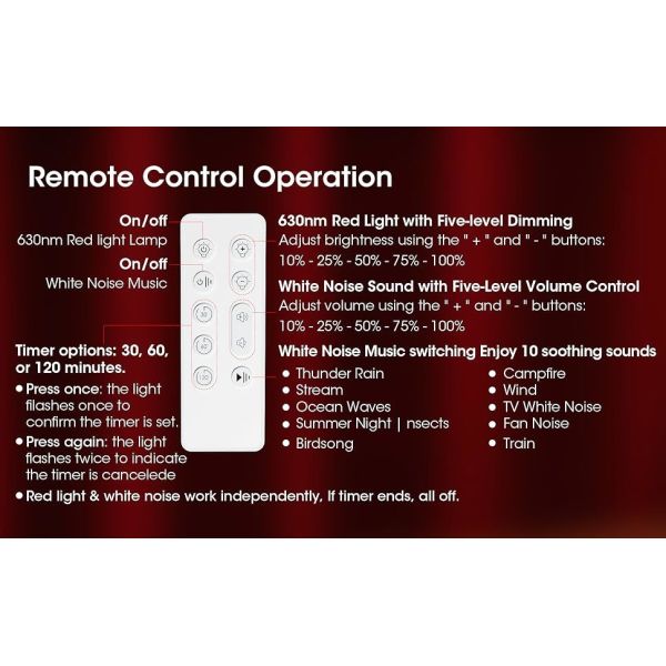 630nm Red Light Therapy Sleep Device, Red Night Light for Deep Sleep & Relaxation