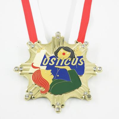 3D Carnival Commemorative Medal Diecasted Gold Soft Enamel Colors With Epoxy