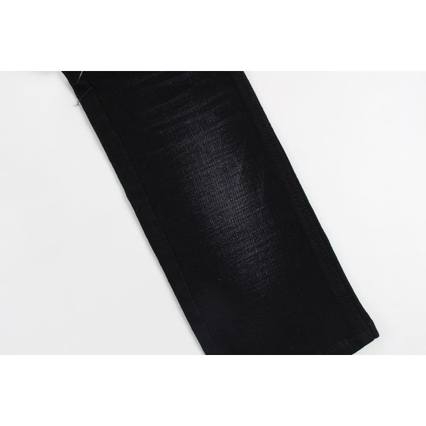 12  Oz Black And Black Backside Crosshatch Slub Denim Jeans  Fabric
