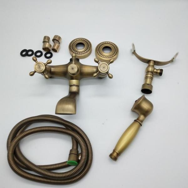 Electroplated Bathtub Bathroom Faucet Tap Wall Mixer Twist Base Brass Antique