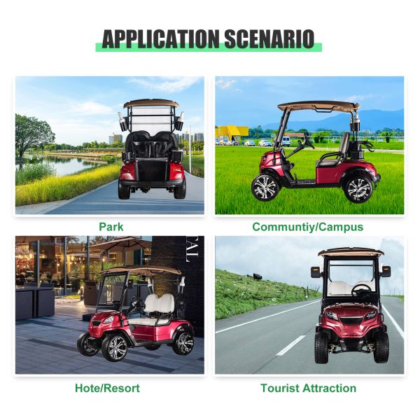Comfortable 2 Seat Electric Golf Cart Buggy with Front Disc and Rear Drum Brake System