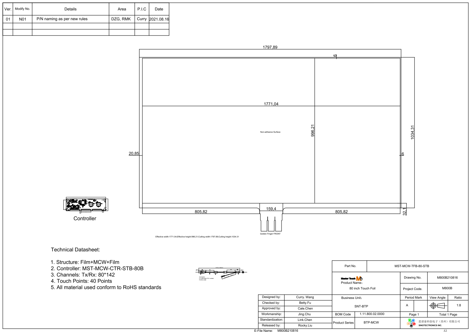 Shopping Window PET Film Touch Screen Foil 80 Inch 40 Points