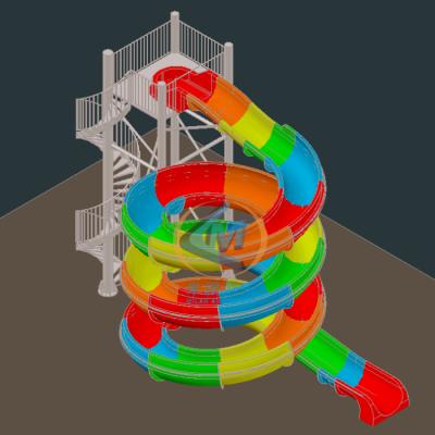 Hotel Pool Fiberglass Curved Water Body Slide For Kids Adults 60-90cm Pool Depth