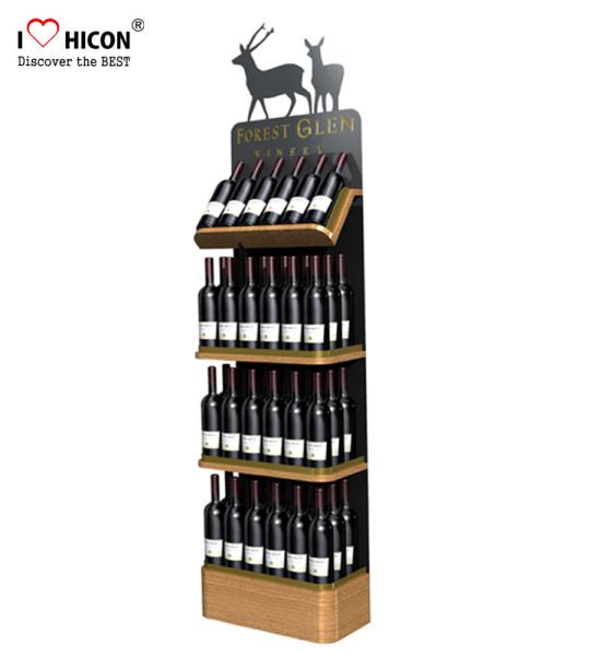 Freestanding Custom Wooden Wine Display Rack For Liquor Store Advertising
