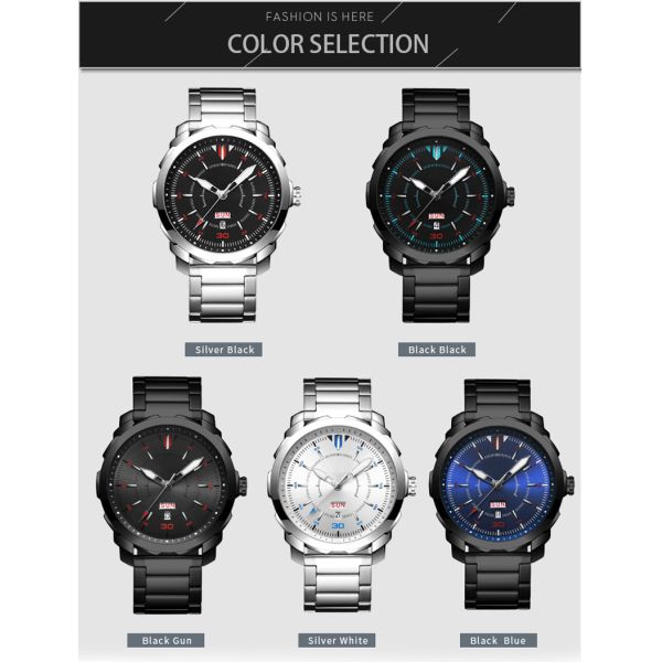 Dual Calendar Quartz Battery Wristwatches PC20 Movement Multipattern