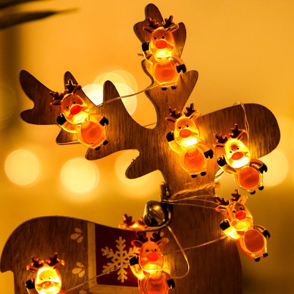 Santa Claus Scepter Snowflakes Elk Socks LED String Lights for Fairy Christmas Decoration