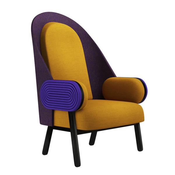 Contemporary Ergonomic Fabric Leisure Chair Twisted Vintage With Solid Wood Legs