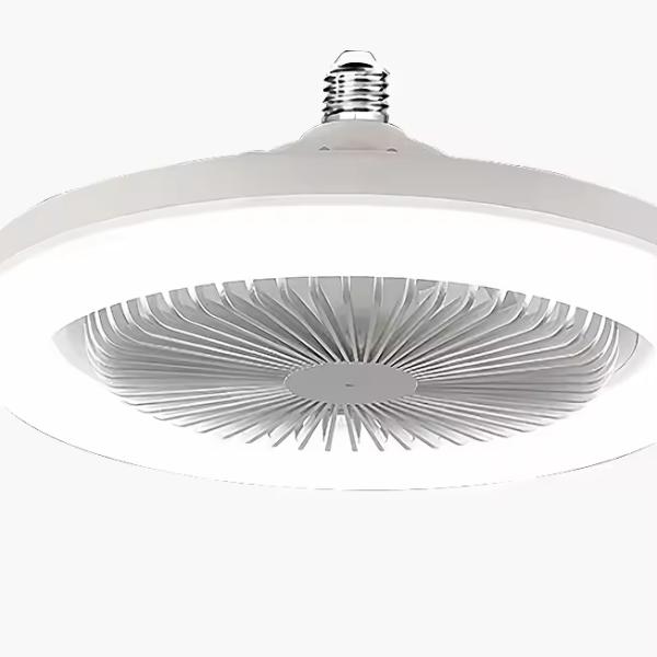 Ventilateur de plafond LED moderne de 30W dimmable avec douille E27 et vitesse du vent réglable pour chambre à coucher
