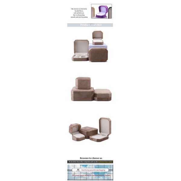 elegant handmade gold Octagonal Velvet Jewelry Box for Necklace Earrings Bracelet Ring