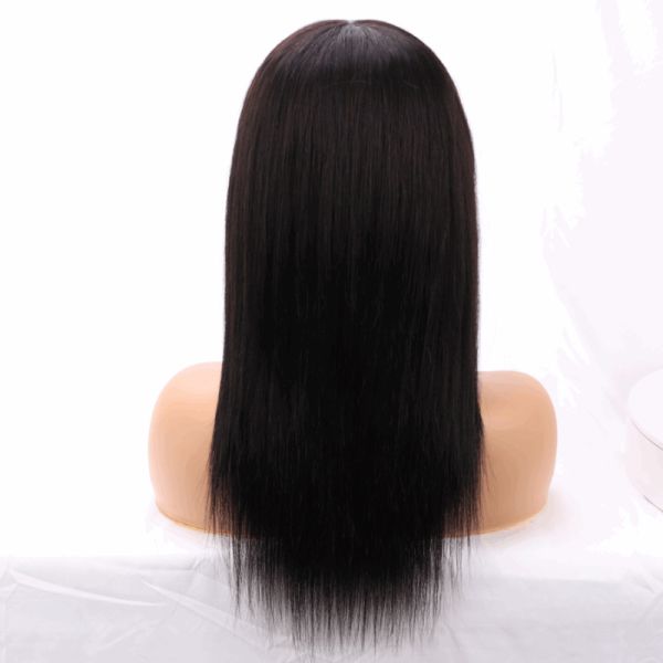 Swiss Lace Base Straight Lace Front Wig with Bangs 100% Human Hair Virgin Hair