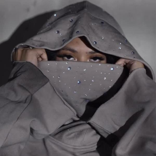 Custom Rhinestone  Sweat Suit Pullover Distressed Masked Embroidered Patch Hoodies Baggy Stacked Flare Sweat Pant Tracksuit