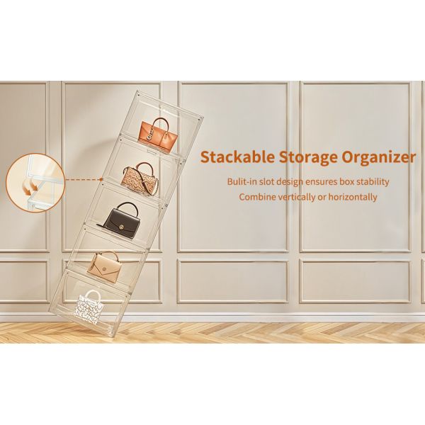 Clear Acrylic Display Case With Magnetic Lid-Dustproof Plastic Book Storage Box,Clear Box,Purse Storage Organizer,Action Figure Display Case,Acrylic Sneaker Shoe Box