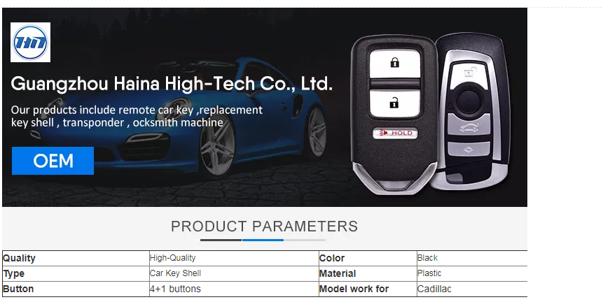Blank Auto Remote Car Key Case Replacement Shell 4+1 Buttons With Uncut Blade