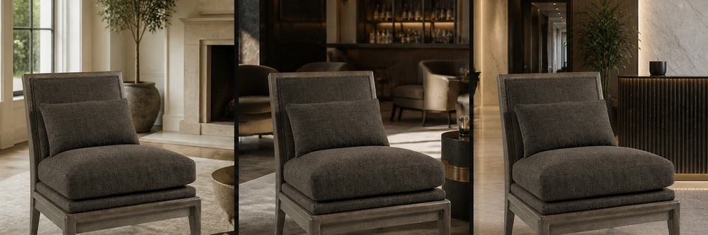 Modern Dark Wood Lounge Chair with Lumbar Cushion   CYC-045