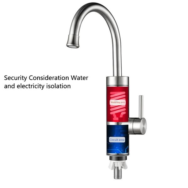 Kitchen Instant Electric Hot Water Faucet With LED Temperature Display 304 Stainless Steel