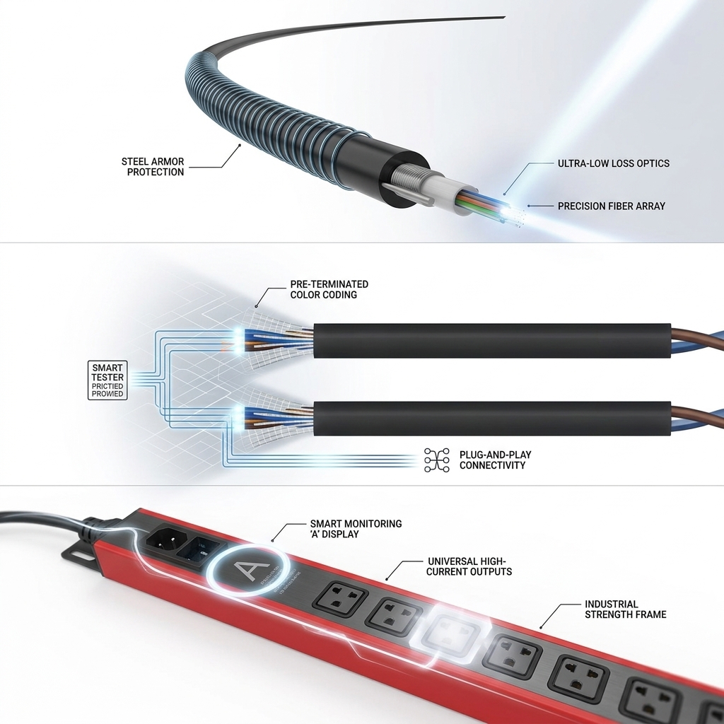 Single Mode Central Tube Fiber Optic Cable GYXTW 12 Core Outdoor PE Armored