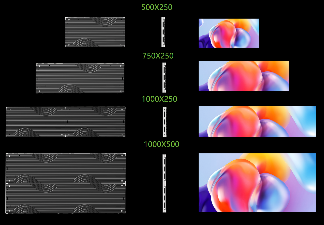 1000×500mm Paper Thin LED Screen Lightweight Front Access LED Screen