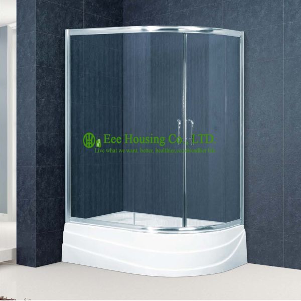 Fan-shape Arc Hinge Compact Shower Cabin Door,anti-dropping design roller Aluminum frame fan-shape slding shower door