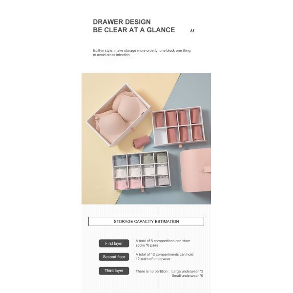 Convenient Storage Solution Dust-Proof Plastic Storage Box for Underwear and Socks
