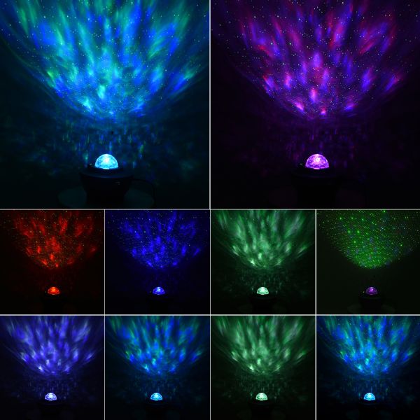 Star Projector Galaxy LED Star Night Light Lamp Music Starry Water Wave Galaxy Projector Light Bluetooth Sound-Activated Light