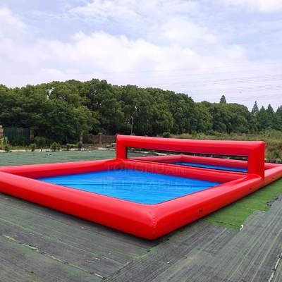 Commercial Red Inflatable Volleyball Court with Integrated Net Reinforced Airtight Floor and Custom Size for Events and Rentals