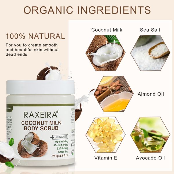 Exfoliate Skin Coconut Milk Skin Care Body Scrub 250g Black Color