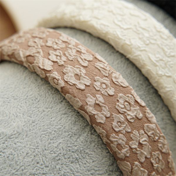 GLH020 Romantic lace relief print elastic flower headband hair hoop headband sponge