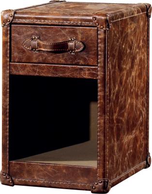 Vintage Full Brown Leather Storage Trunk Strong Canvas 0.12CBM Volume Without Door