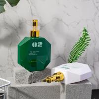 300 ml PETG Branco/ Verde Irregular liso com bomba de ouro para garrafa de loção de shampoo