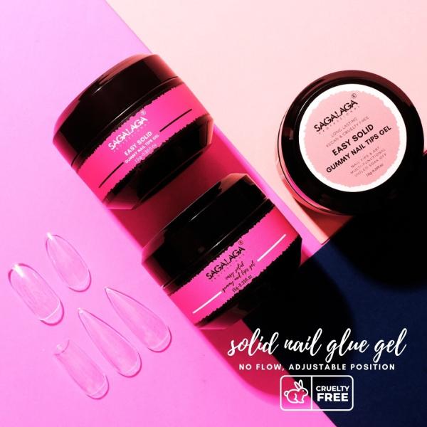 Solid Nail Gel Glue for Press on 30g Soft Acrylic Nails Glue UV Cured Nail Tips Gel for Lasting