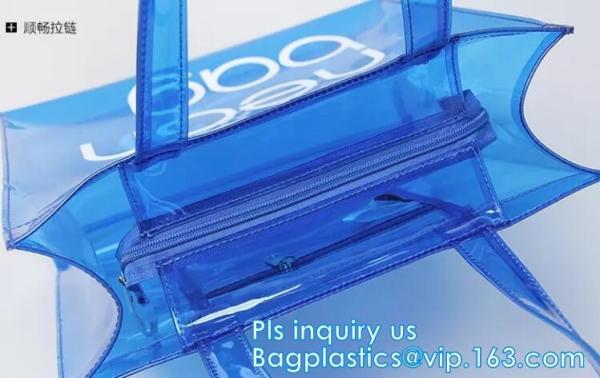 PVC soft pouch bag with round, packaging bag with embroidery recyclable quilt packaging bag, Handle Bag, PVC Shopping Ba