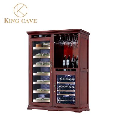 Dual Zone Touch Control Electric Cigar Cooler Reagan Luxe Wood Humidor Wine Cooler
