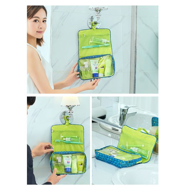 Stylish Hanging Travel Organizer Bag Top Webbing Hook Design For Bathroom