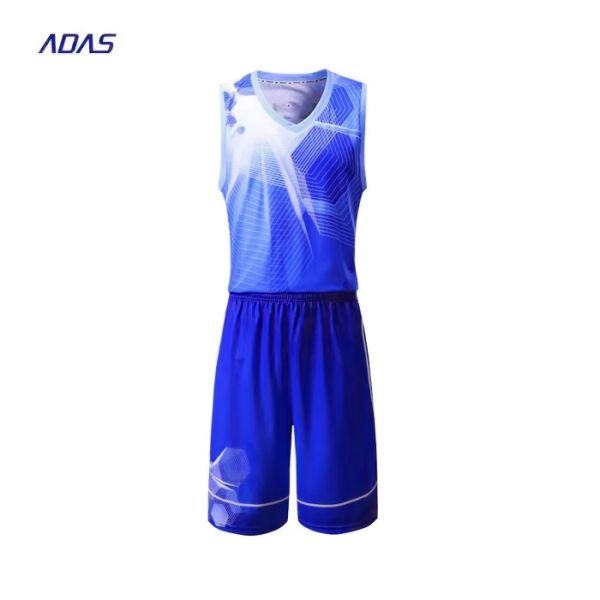 Jerseys de baloncesto reversibles azules por sublimación antibacterianos transpirables con pedrería bordada de 160 g