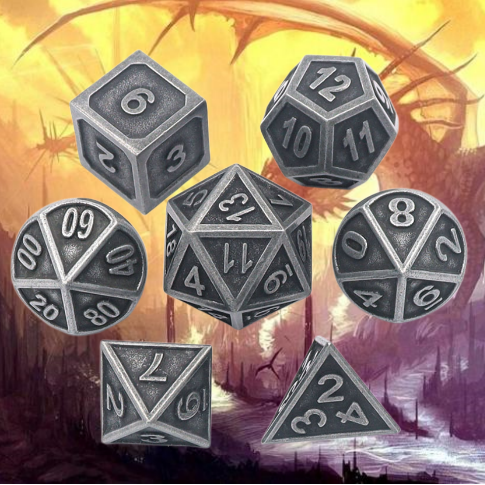 Customizable Logo Zinc Alloy Metal Dice Set 14mm-20mm Polyhedral DND Dice for RPG Games