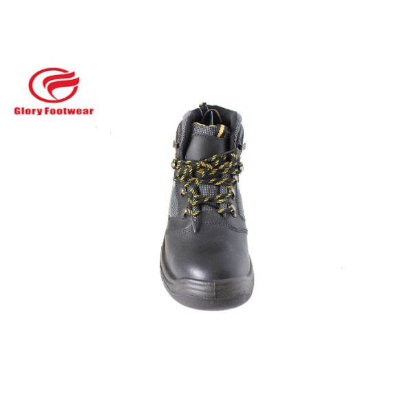 Ladies Full Grain Leather Lightweight Steel Toe Boots Black , Mens Steel Cap Work Boots