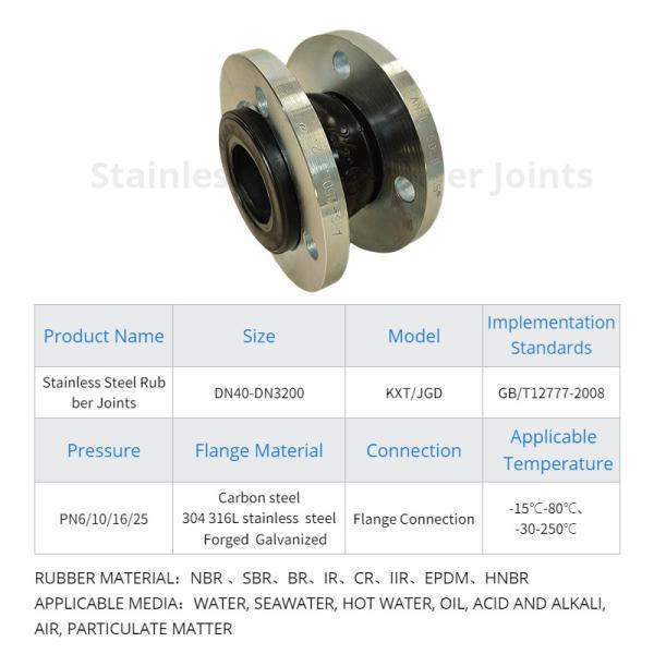 Resistente à corrosão JIS Pn16 EPDM Goma de acessórios de expansão conjunta forjada/vulcanização