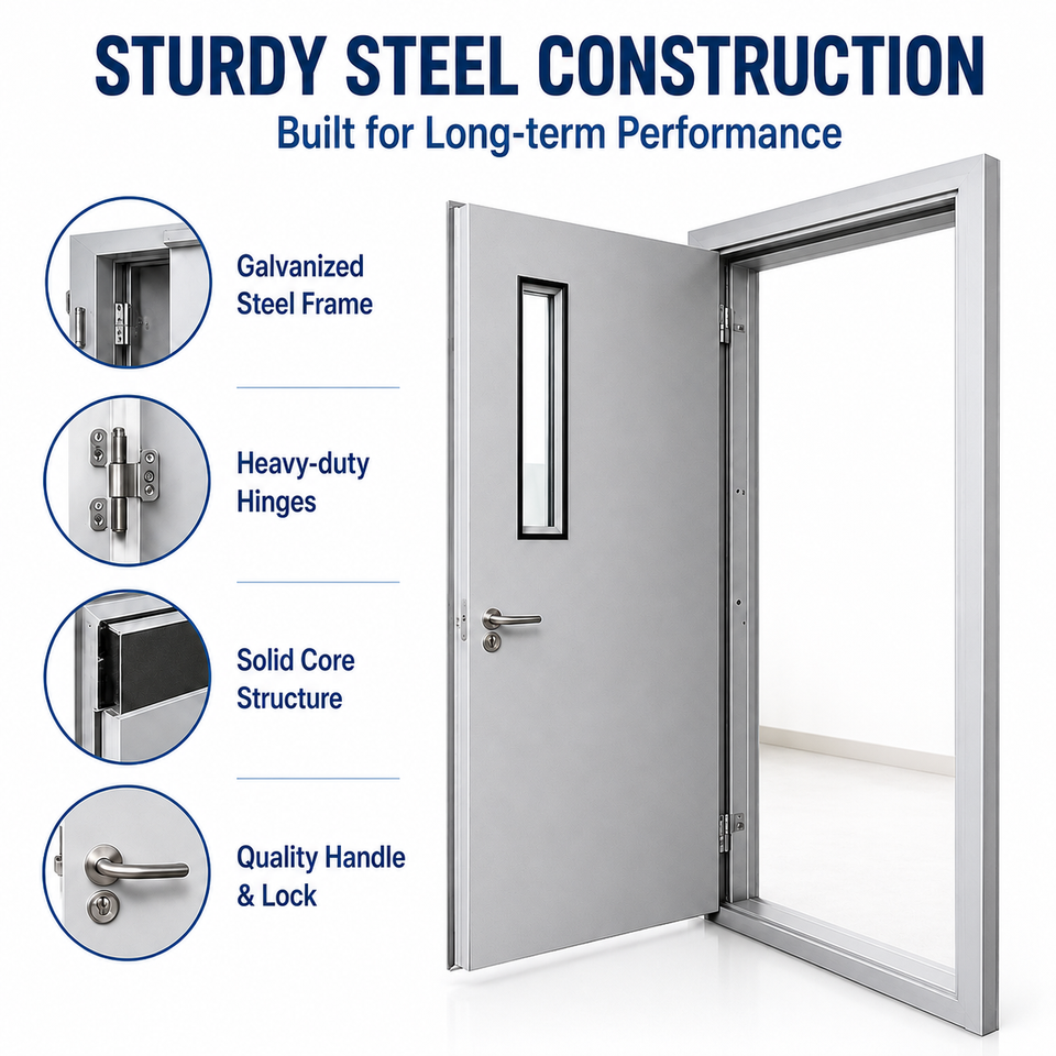 Steel Construction Metal Fire Door For Commercial Buildings And Industrial Facilities