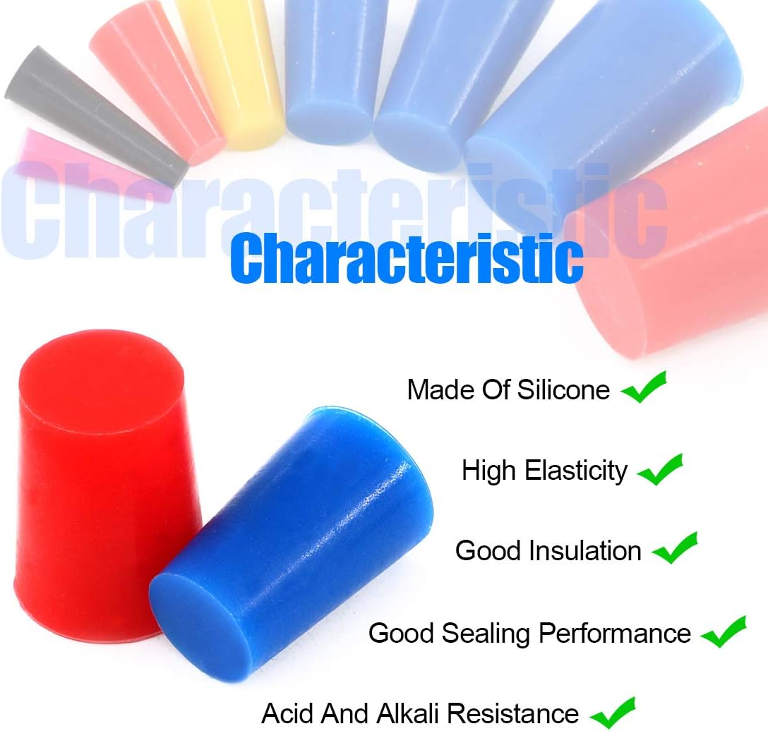 8 Sizes High Temp Silicone Rubber Stoppers Protective Tapered Plug Assortment Moulding and Silicone Material Processing